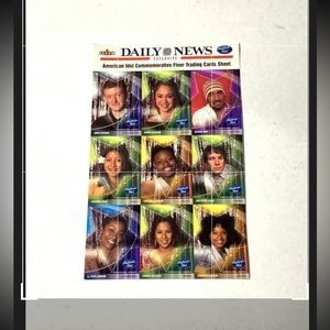 daily news  American idol commemorative fleer trading cards sheet